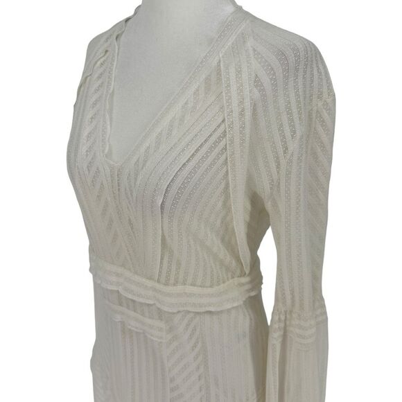 IRO Gwen A Line Bell Sleeves Flared Skirt V Neckline Mini Dress US‎ Size 4 FR 36 - Picture 3 of 11